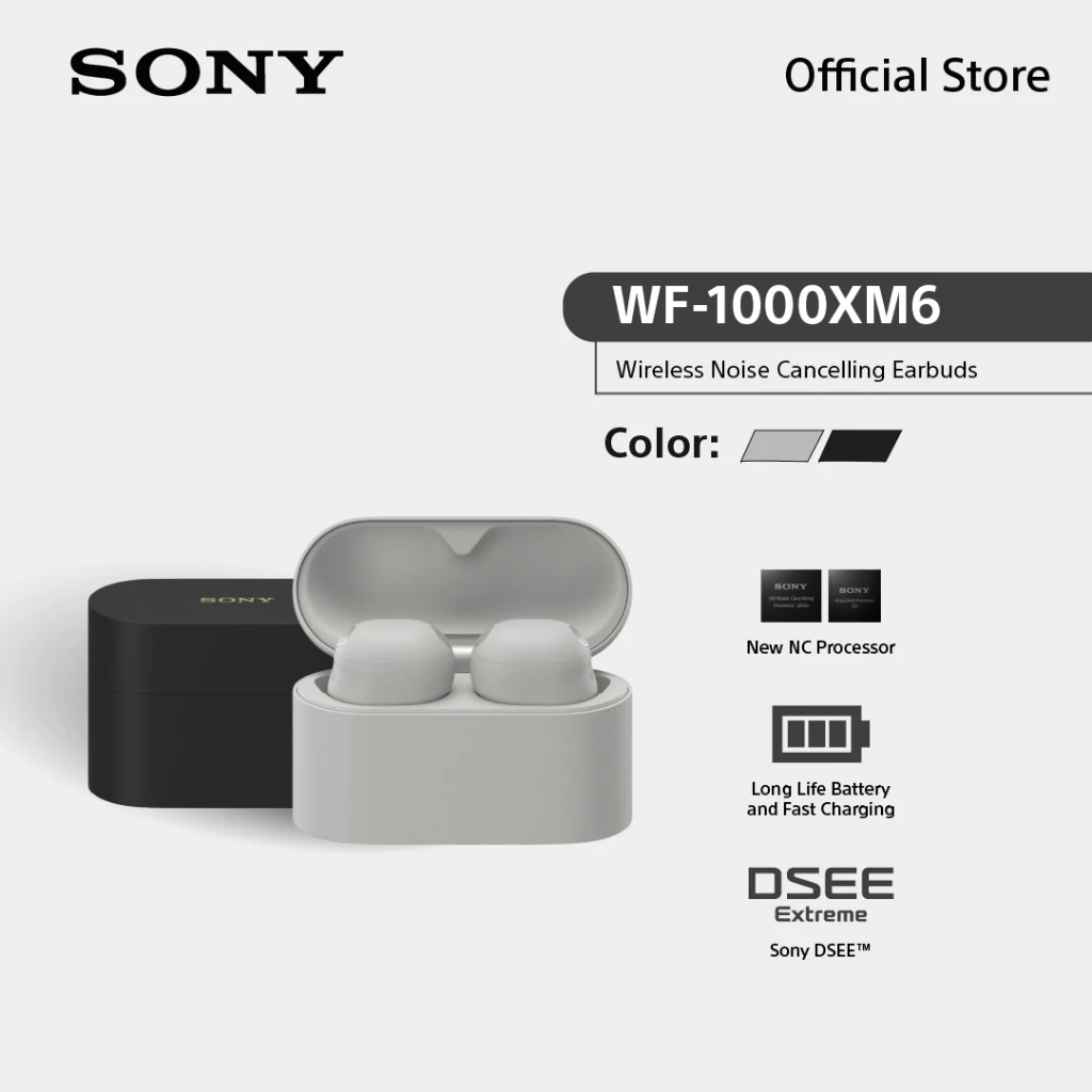 Sony หูฟัง In Ear รุ่น WF-1000XM6 | Noise Cancelling | Bluetooth® 5.3 | IPX4 | Charge time 2 Hrs.