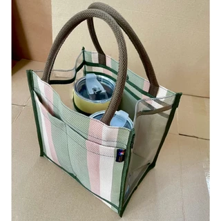 กระเป๋าสายรุ้งใส่แก้วกาแฟใส่ได้ 2ใบ ใส่กล่องอาหาร ใส่แก้วเก็บอุณหภูมิได้ 2ใบ ร่ม ขวดน้ำหรือใส่ ipadได้ ด้านข้างใส Size M