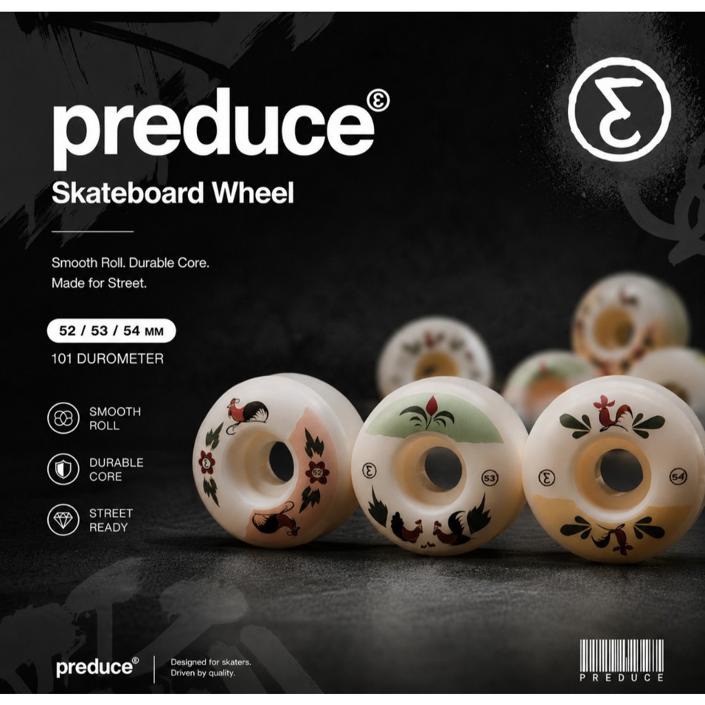 Preduce Skateboard Wheel | ล้อสเก็ตบอร์ดพรีดิวซ์ ล้อแข็งและล้อนิ่ม Cruiser มีหลายขนาด [สินค้าพร้อมส่ง]