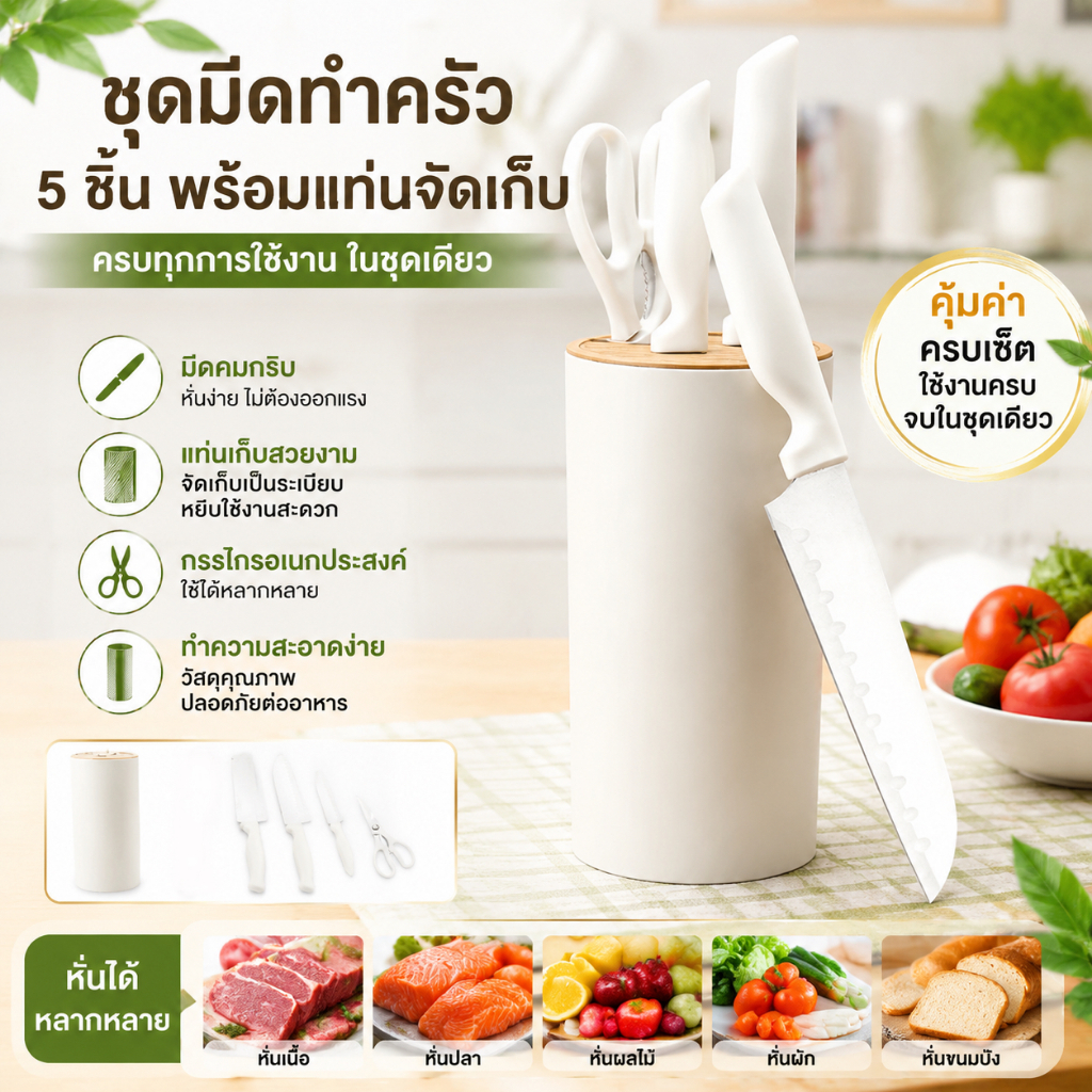 ชุดมีดทำครัว ขาตั้งมีด ที่วางมีด ชุดมีดสแตนเลส ที่เก็บมีด มีดสับ