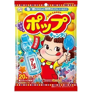 (1 ถุง 20 แท่ง ) FUJIYA Peko Pop Candy เป๊กโกะ อมยิ้มป้องกันฟันผุ รสผลไม้ 4 รส จากญี่ปุ่น