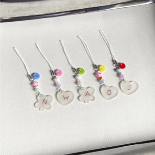 ꒰พร้อมส่ง 1-3 วัน꒱ keychain V2. พวงกุญแจตัวอักษร หัวใจ ใบโคลเวอร์ใส 🌼🍥🫧