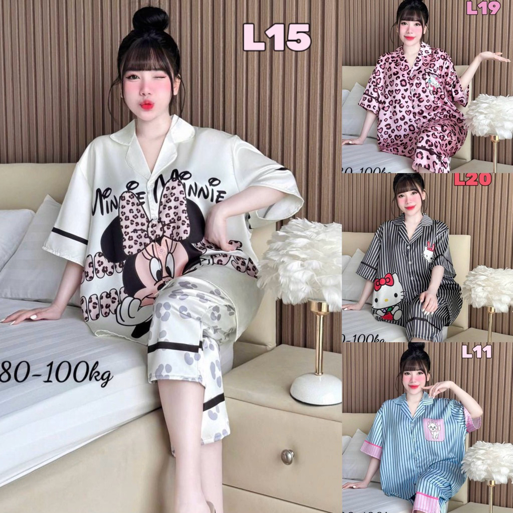 🔥งานใหม่ เกรดพรีเมียม🔥แขนสั้น-ขา5ส่วน อก52” (บิ๊กไซด์) ผ้าไหมทอซาติน (Silk Satin)นุ่ม ลื่น ใส่สบาย