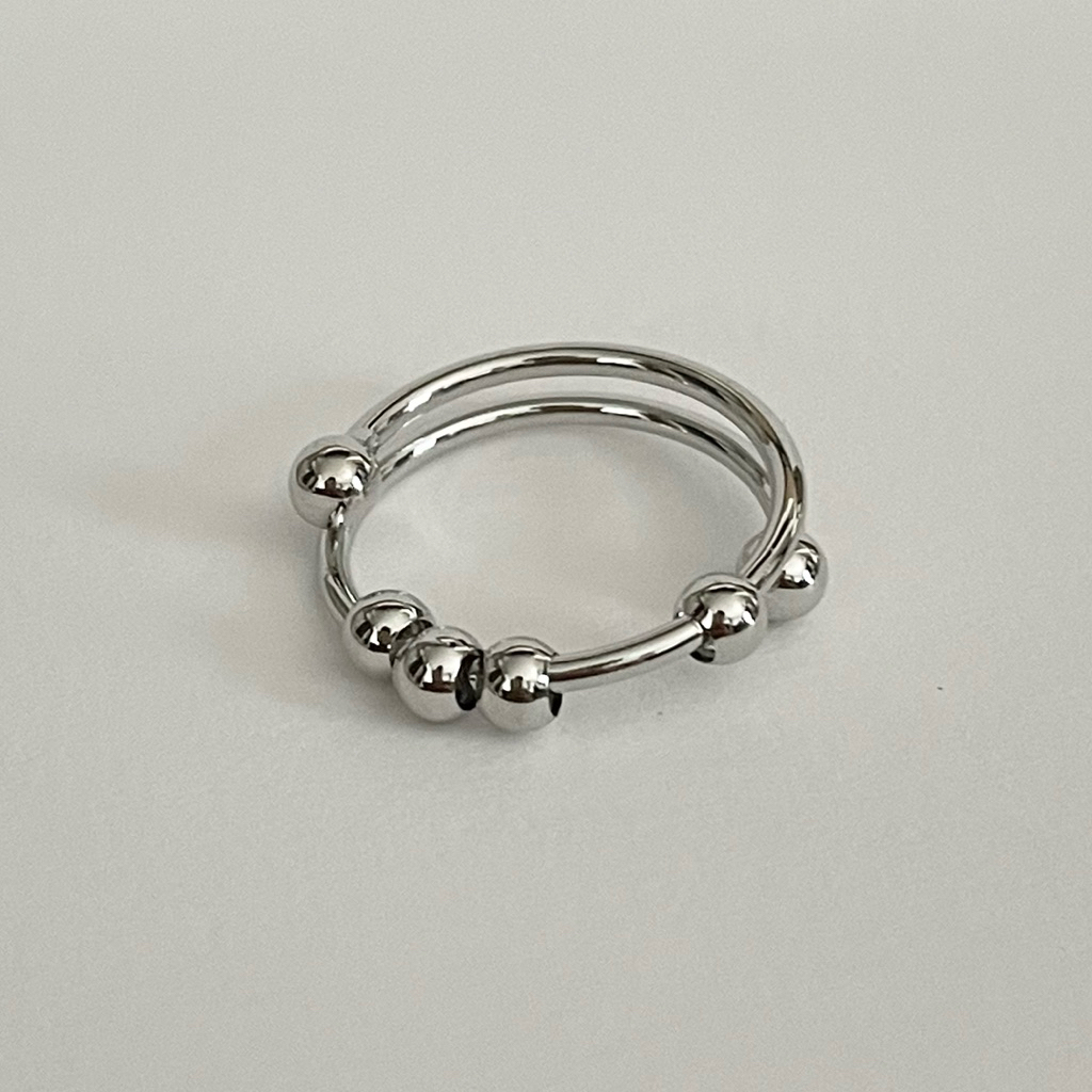 Honeyharmony | Ingrid ring (Stainless Steel) แหวนสองชั้นพร้อมลูกปัด รุ่น Ingrid
