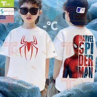 [งานเกรดพรีเมียม งานเกรด A] Kids T เสื้อยืดเด็ก พิมพ์ลายสไปเดอร์แมน ผ้าฝ้าย 100% ใส่สบาย หลวม เหมาะเด็กผู้ชาย เด็กผู้หญิ