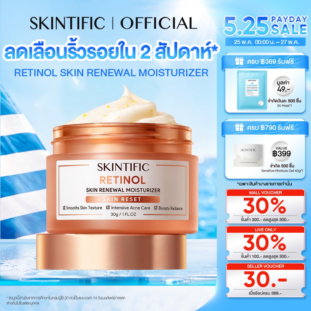 【NEW】SKINTIFIC Retinol Skin Renewal Moisturizer เรตินอล รีนิวเวิล มอยเจอร์ไรเซอร์ ครีมลดเลือนริ้วรอย ลดริ้วรอย