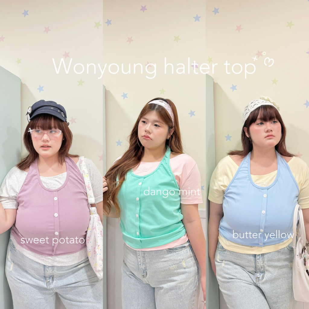 Wonyoung halter top🍡ʚɞ ⁺˖ ⸝⸝“เสื้อยืดคล้องคอที่แมสที่สุดในตอนนี้สาวอวบทุกคนห้ามพลาด”