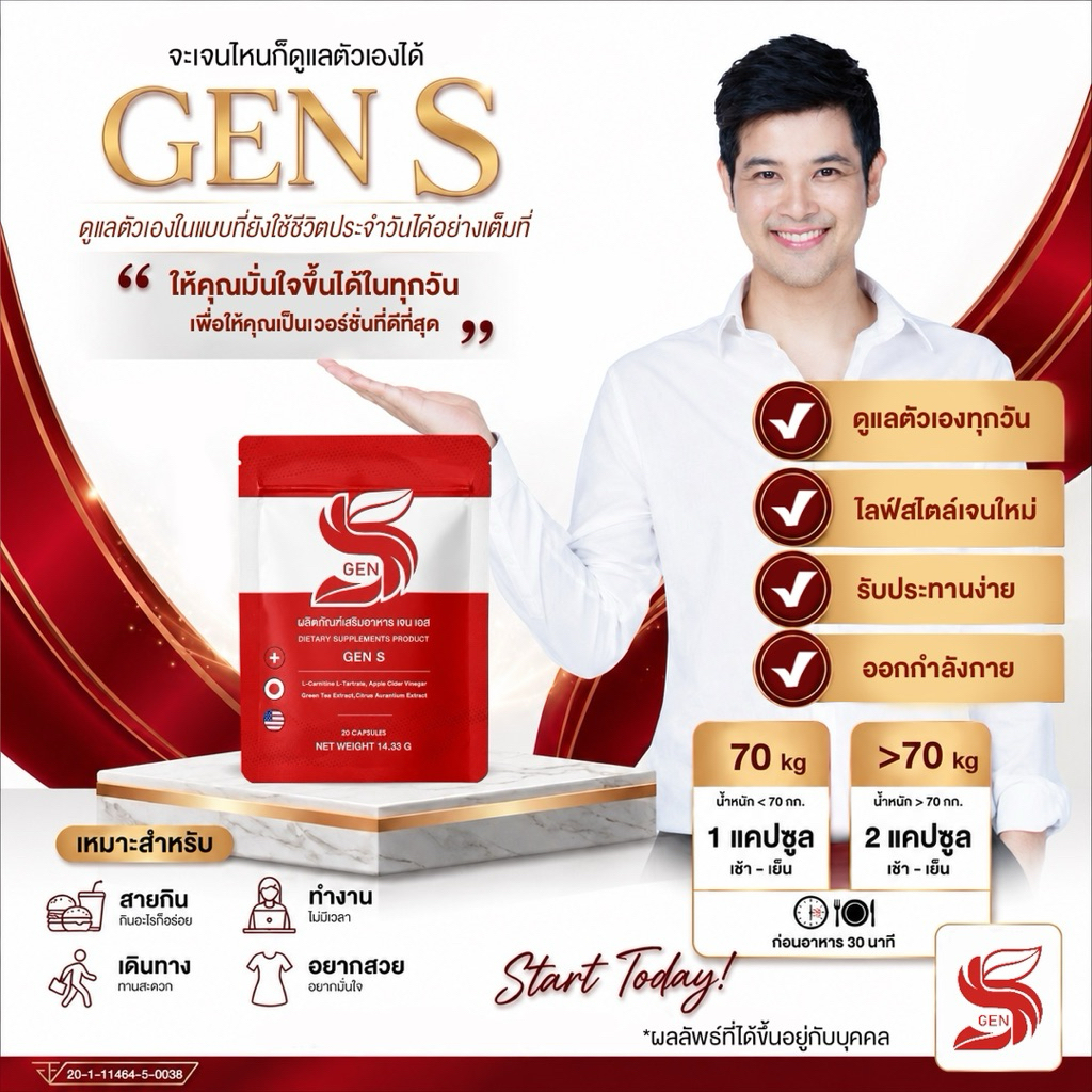 GEN S ! ผลิตภัณฑ์เสริมอาหาร เจน เอส Dietary Supplement Product