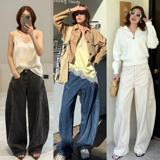 📌📌 พร้อมส่ง S M L XL 2XL #9922 x2 BAGGY BARREL JEANS กางเกงขาโค้ง กางเกงยีนส์ขายาว ทรงสวย เท่ๆ ไปเที่ยว ไปต่างประเทศ