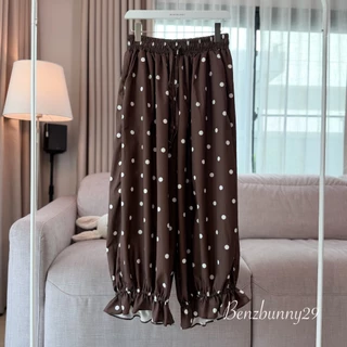 Benzbunny - Polka Dot Jinny Pants กางเกงขายาวทรงจินนี่ เนื้อผ้าหนานิ่ม สำหรับสาวอวบ ช่วยพรางขาให้ดูเรียว สูง #1051