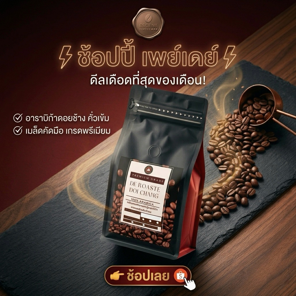 เมล็ดกาแฟดอยช้างอาราบิก้า คั่วเข้ม - เกรดพรีเมียม ขนาด 250 กรัม