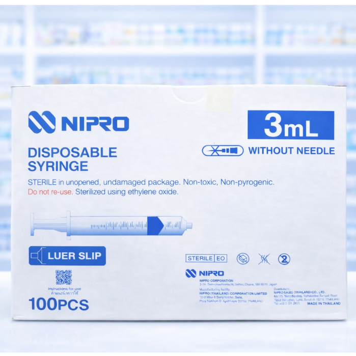 **สำหรับผสม** Nipro syringe - นิโปร ไซริงค์ ขนาด 3 ml + Hypodermic Needle