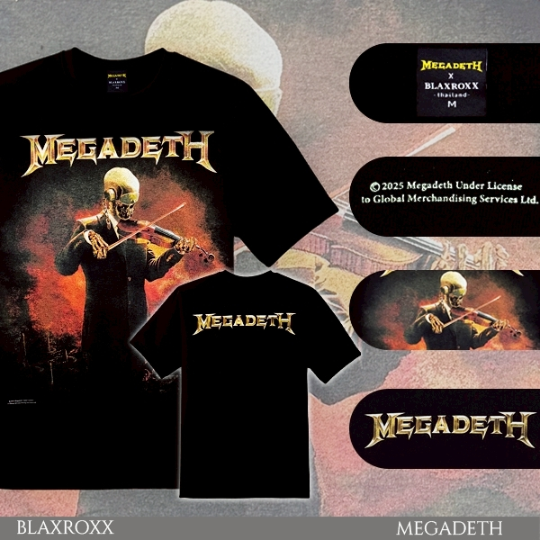 BLAXROXX | MEGADETH® | [MGD030-LA]  | เสื้อยืดคอกลม แขนสั้น | สกรีนลายคมชัด ไม่หลุดลอก | Los Angeles Apparel