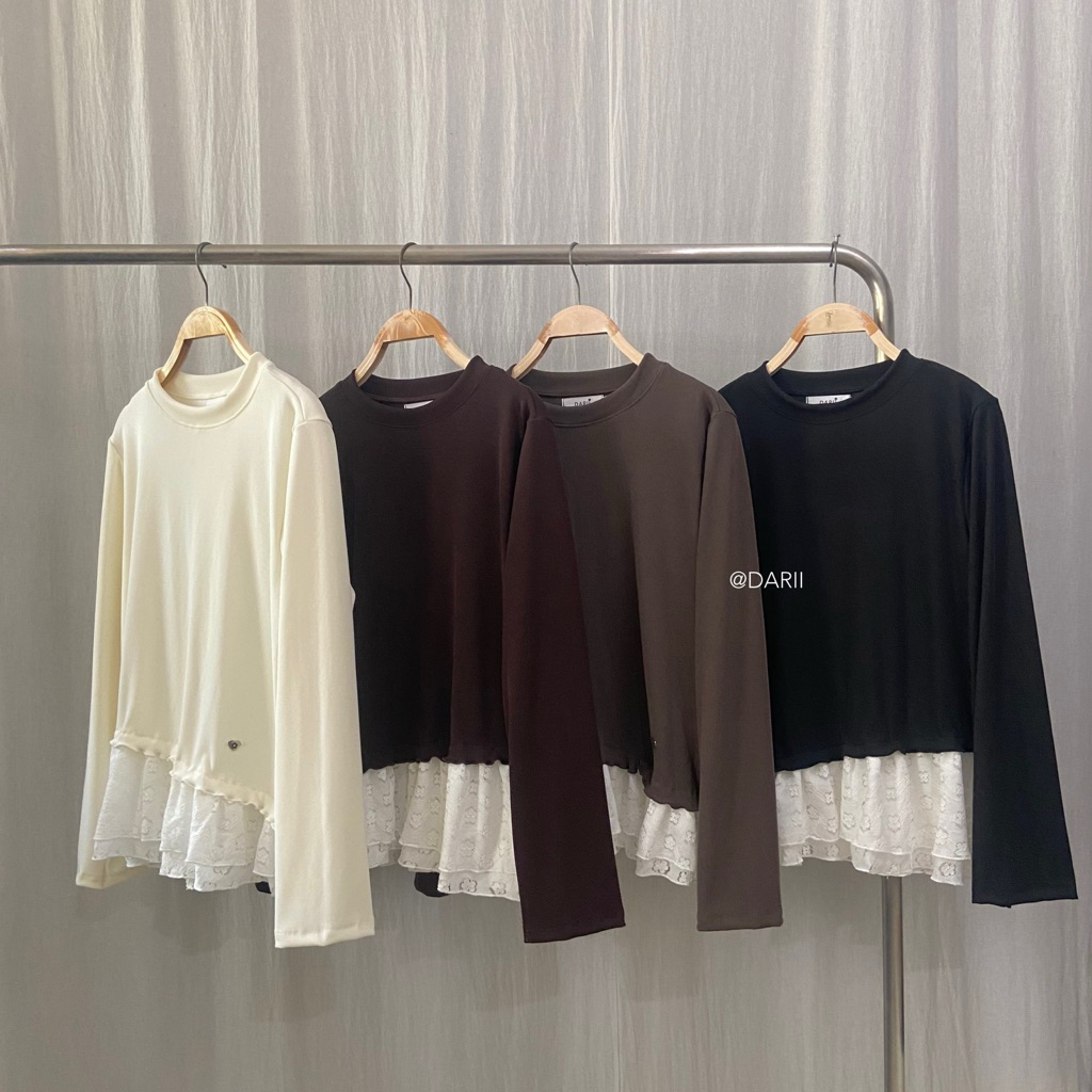 Hana Top (ฮานะ) | เสื้อผ้ายืดแขนยาว แต่งระบาย 2 ชั้น
