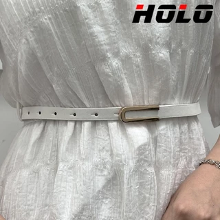 HOLO สายรัดเอวปรับความยาวได้ สไตล์ย้อนยุคสำหรับผู้หญิง หนังแท้ คุณภาพสูง หัวเข็มขัดโลหะผสม