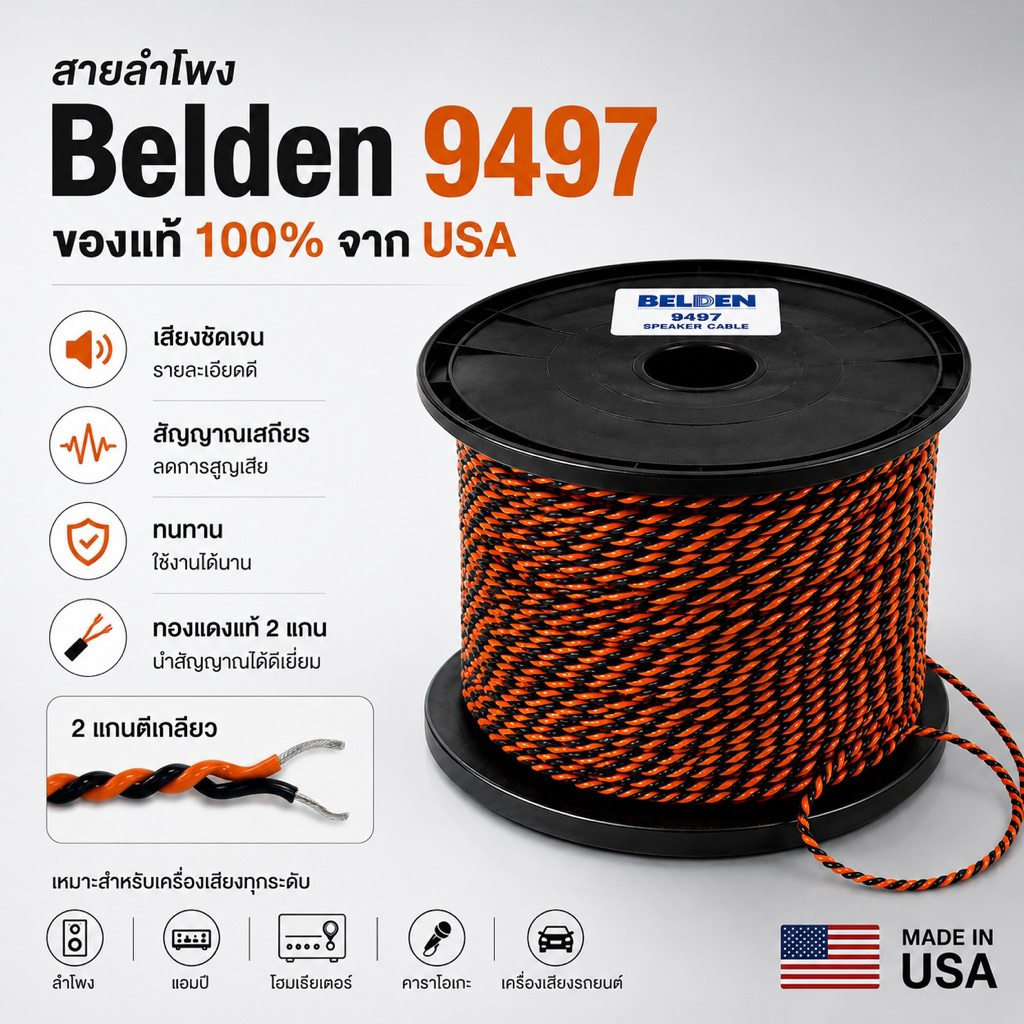 (สินค้าพร้อมส่ง) สายลำโพง Belden 9497 Speaker Cable ของแท้ 100% จาก USA