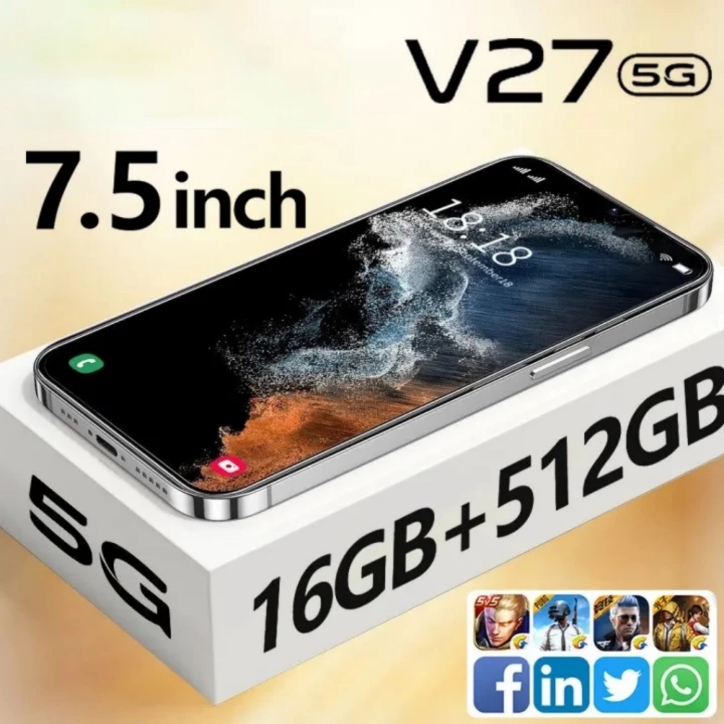 โทรศัพท์ V27 5G แรม16GB รอม512GBหน่วยความจําขนาดใหญ่ รองรับ2ซิม รองรับแอพธนาคาร 7.5 นิ้ว 7800mAh โทรศัพท์มือถือราคาถูก