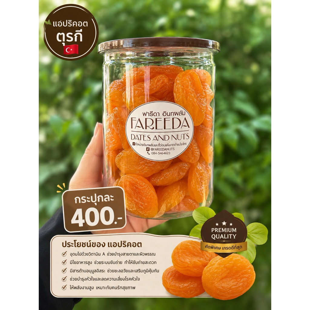 แอปปริคอต จากประเทศตุรกี Dried Apricot 500กรัม
