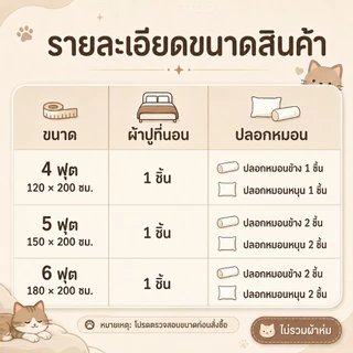 ผ้าปูที่นอนครบเซ็ต 5 ชิ้น ชุดเครื่องนอน 3.5/5/6ฟุต สไตล์น่ารัก