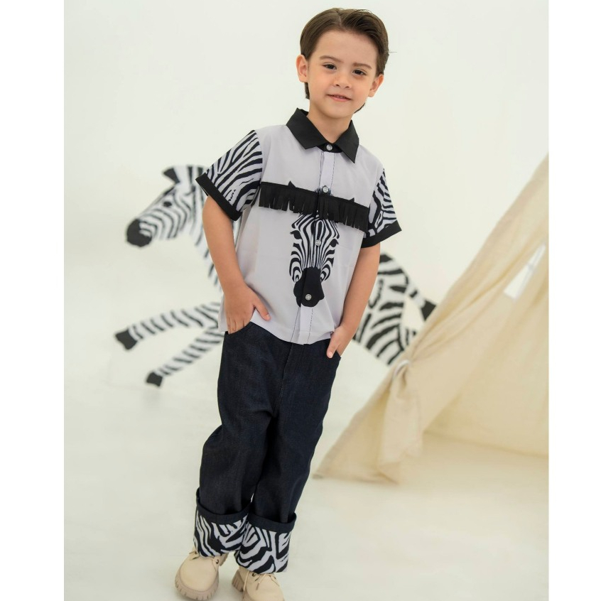 TW Baby - WJ05 - ชุดเซ็ท เสื้อพร้อมกางเกงขายาว ลายม้าลาย สุดคูล