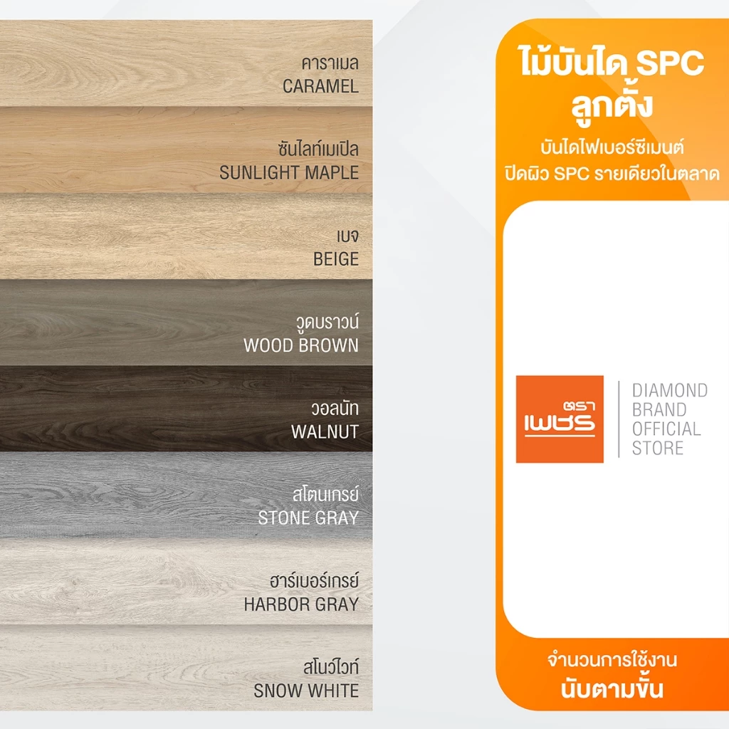 Diamond ไม้บันไดลูกตั้ง SPC ตราเพชร หน้ากว้าง 20 ซม. ขนาด 1.2 เมตร หนา 1 ซม. กันปลวก กันน้ำ