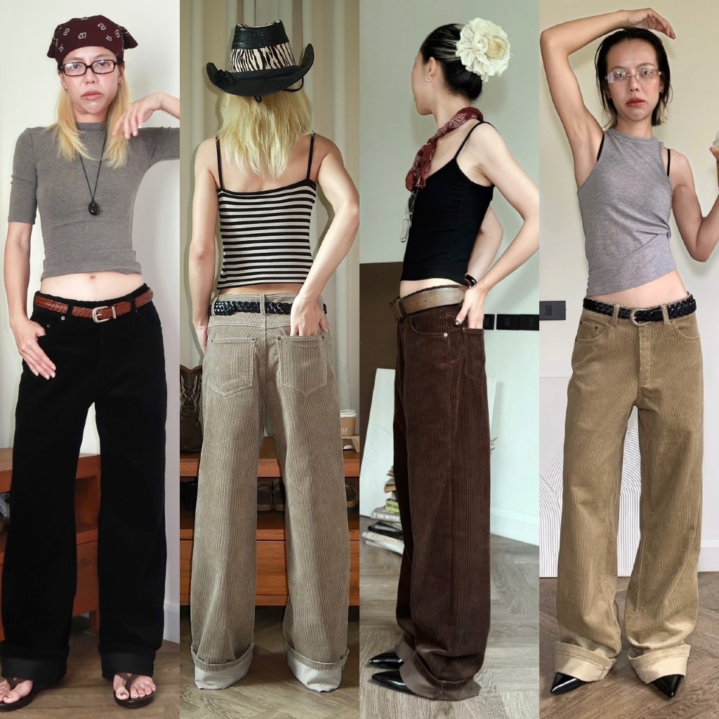 [ผ้าดีทรงสวยคลาสสิก ช,ญใส่ได้]ลด30%+ร้าน100฿+ส่งด่วนฟรี! Corduroy trousers-กางเกงขายาวลูกฟูก(891)