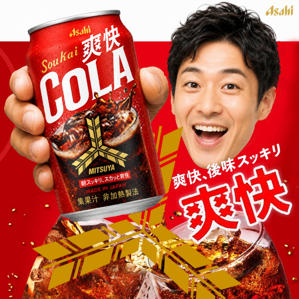 Asahi Mitsuya Sou Kai Cola 三ツ矢爽快コーラ 缶 อาซาฮี มิตสึยะ โคล่า  กระป๋อง 350 ml.