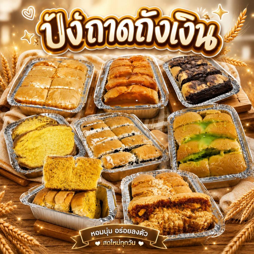 ปังถาดถังเงิน เลือกหน้าได้ ปังนิ่มสูตรทางร้าน อยู่ได้ 7-12วัน ทำสดใหม่ จัดส่งรวดเร็ว