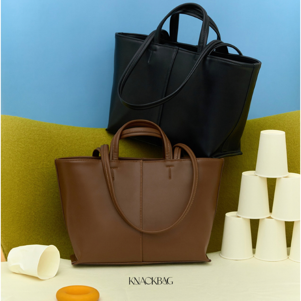 KNACKBAG - Sandy Bag - กระเป๋าแซนดี้แบ็ค ทรงช้อปปิ้งแบ็ค วัสดุหนังเรียบ