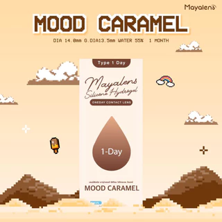 [ของแท้] คอนแทคเลนส์รายวัน Mayalens 1D Mood Caramel Brown มู้ดคาราเมล สีนำตาลชานม ตัดขอบสีคาราเมล