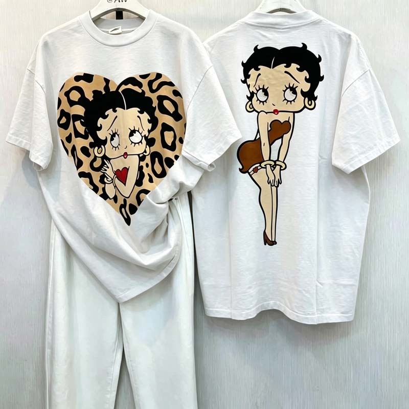 betty boop เสื้อยึด ผ้าเทคโนโลยี จากอเมริกา พิมพ์ลาย betty boop เสื้อยืด oversize เหมาะ ผู้หญิง และ ผู้ชาย 5.26