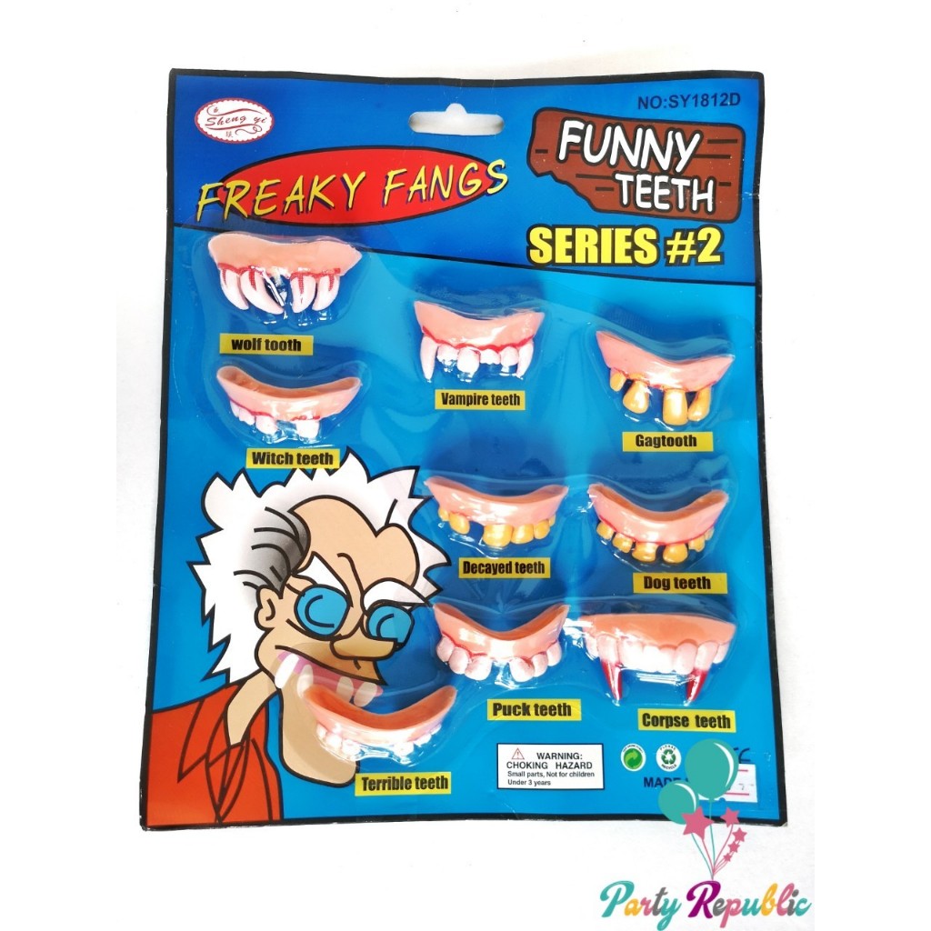 เซ็ท เขี้ยวปลอม ฟันตลก ฟันแวมไพร์ พร็อพ ฮาโลวีน Freaky Funny Teeth Set / Vampire Fangs Set