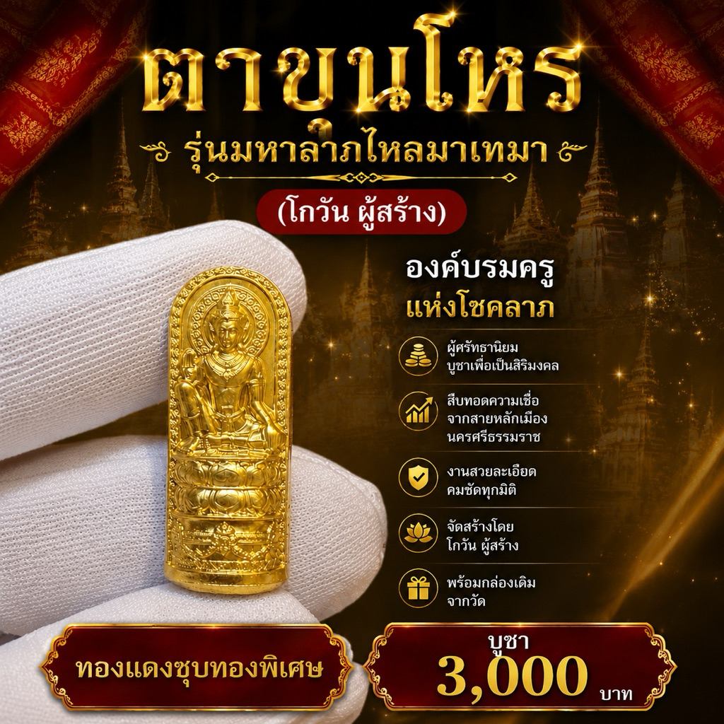 ส่งฟรี ตาขุนโหรปั้ม ทองแดงชุบทอง 3.1ซม. (โกวัน) แท้