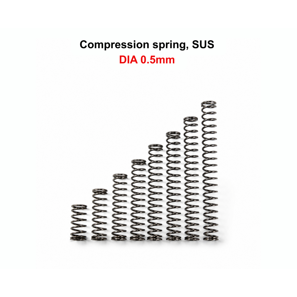 สปริงดัน SUS ลวด 0.5mm นอก 3,4,5,6,7,8mm Compression spring, SUS DIA 0.5mm OD 3,4,5,6,7,8mm (5 PCS)