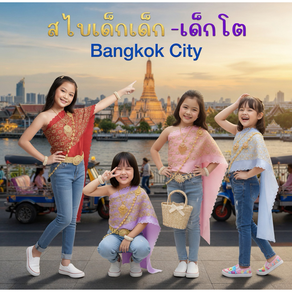 สไบเด็ก สไบเด็กโต สไบผู้ใหญ่ สไบ2ชั้นเย็บติด สไบสำเร็จรูป ห่มสไบใส่ยีนส์ เฉพาะสไบ Bangkok city NS