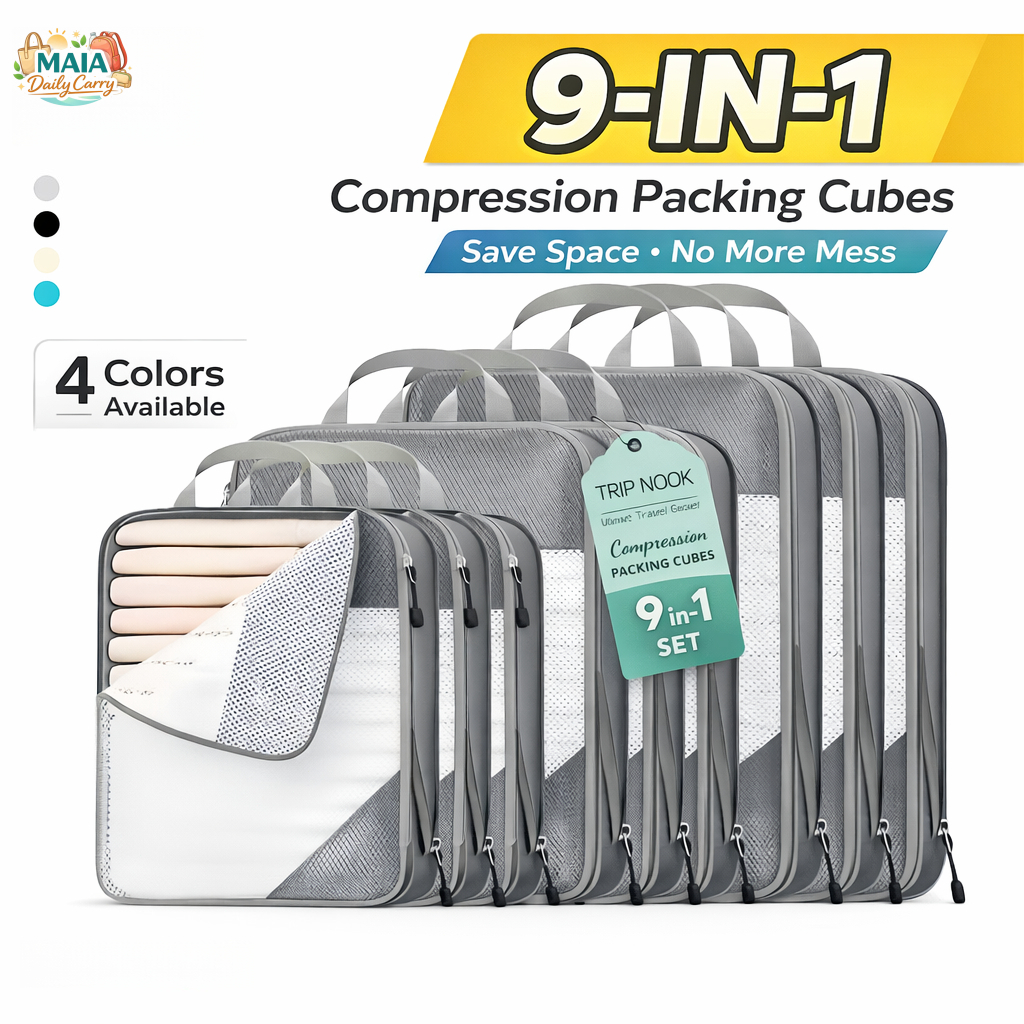 COD ถุงจัดเก็บสัมภาระแบบบีอัด 9 in 1 ขยายได้ – ประหยัดพื้นที่จัดเก็บในกระเป๋าเดินทาง