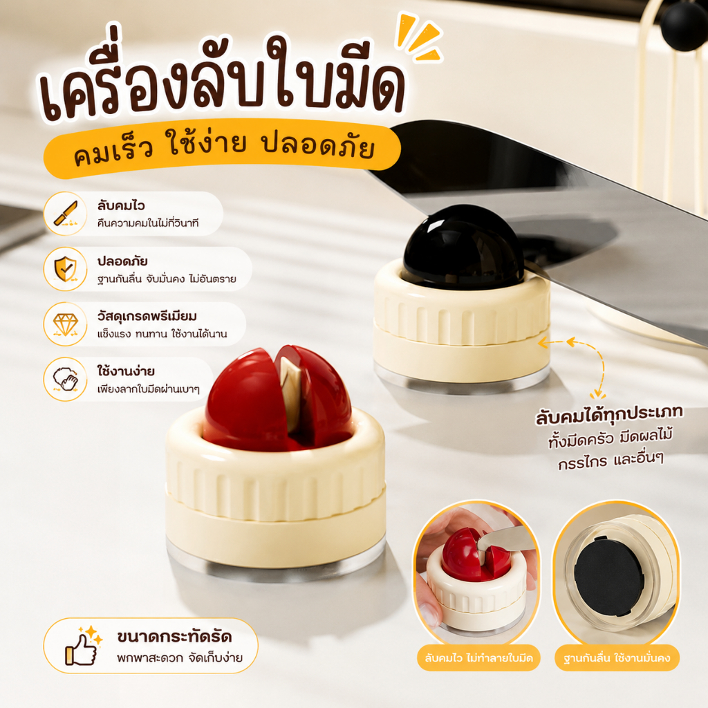 อุปกรณ์ลับคมมีด ที่ลับคมมีด ที่ลับคมกรรไกร ใช้ได้กับทุกขนาดของมีด พกพาสะดวก ใช้งานง่าย วัสดุแข็งแรง