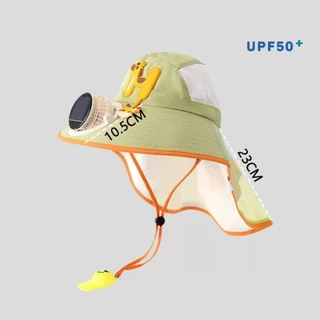 YP-587 หมวกกันแดดเด็กมีพัดลม แสงอาทิตย์+USB ชาร์จได้ กันแดดคลุมไหล่ ลายการ์ตูน