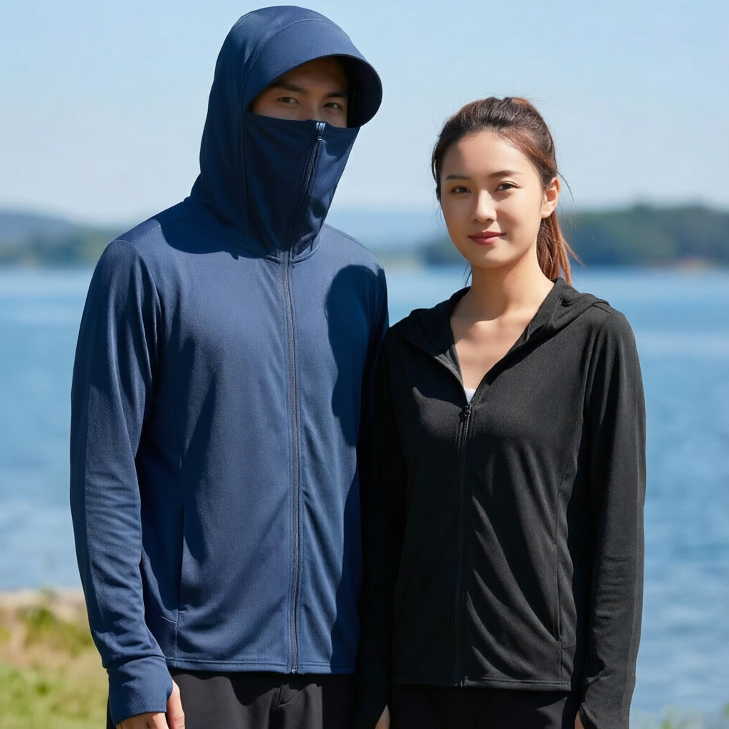 เสื้อกันแดดกันยูวี UPF50+ ระบายอากาศได้ดี แห้งไว มีซิป รูนิ้วโป้ง ทรงหลวม ใส่เล่นกีฬา วิ่ง ปั่นจักรยาน ยูนิเซ็กซ์
