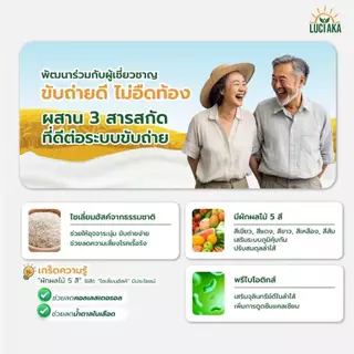 LUCIAKA สารอาหารครบ สูตรโปรตีนธัญพืช รสกาแฟ ดัชนีน้ำตาลต่ำ มีวิตามินแร่ธาตุและกรดอะมิโนรวม 39 ชนิด มีไซเลี่ยมฮัสค์
