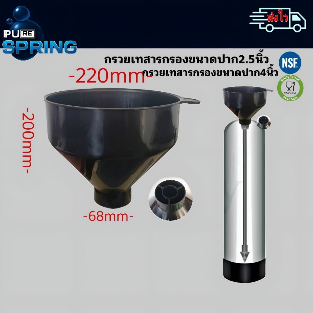 กรวยเทสารกรอง2.5นิ้ว68mm