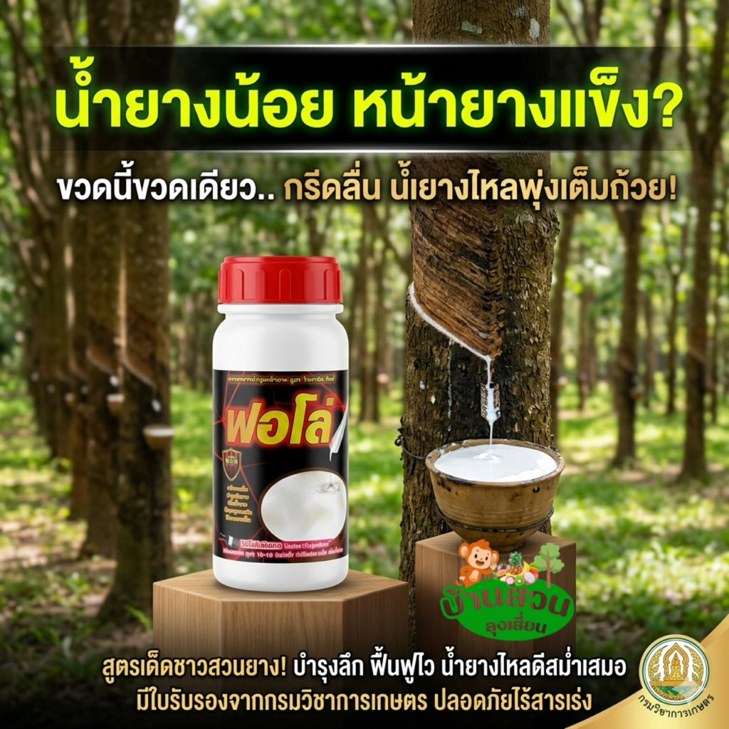 ปุ๋ยน้ำฟอโล่ บำรุงหน้ายาง ช่วยเพิ่มผลผลิต โปร 2 ขวด