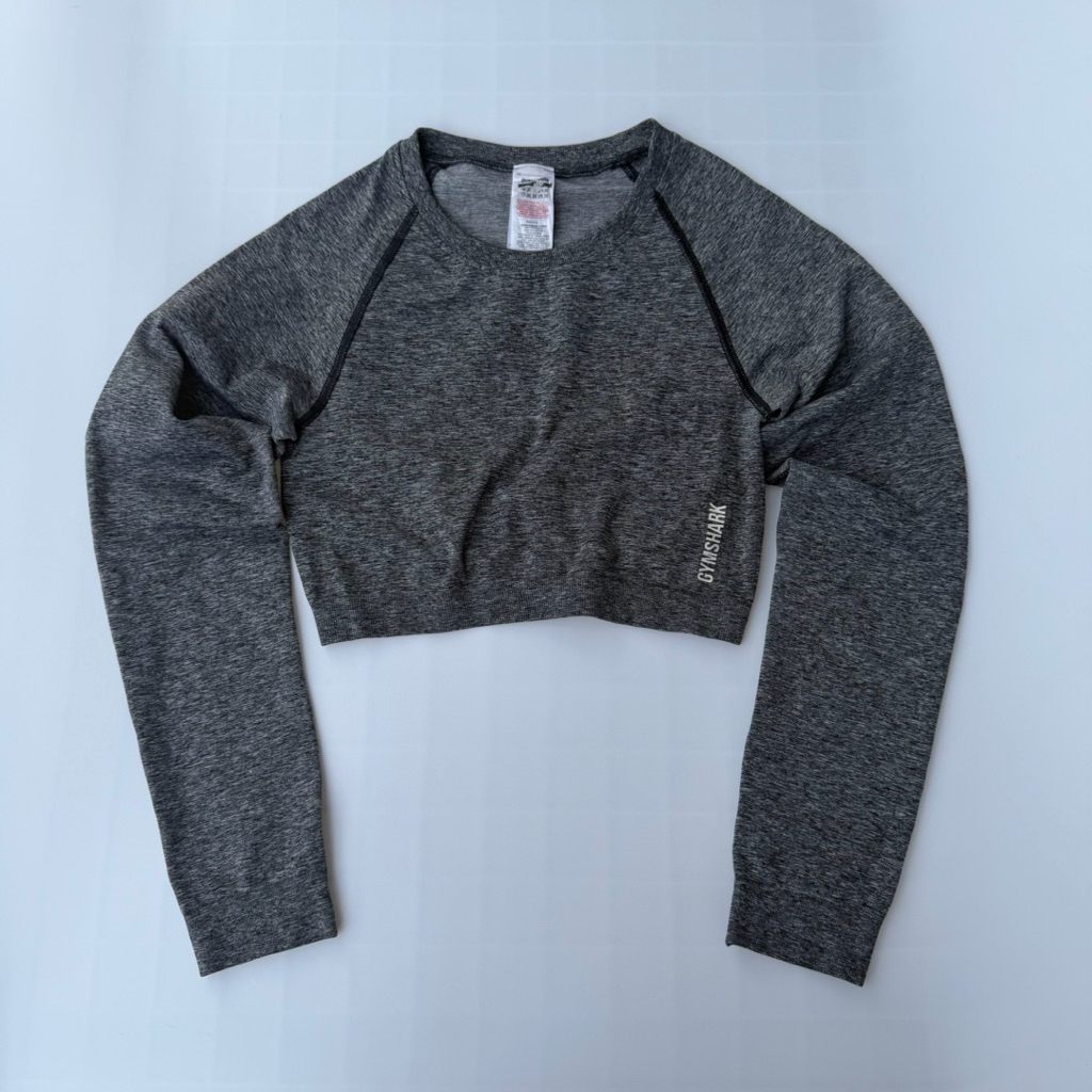 เสื้อยืดแขนยาว Gymshark Adapt Marl Seamless Long Sleeve Crop Top มือสอง