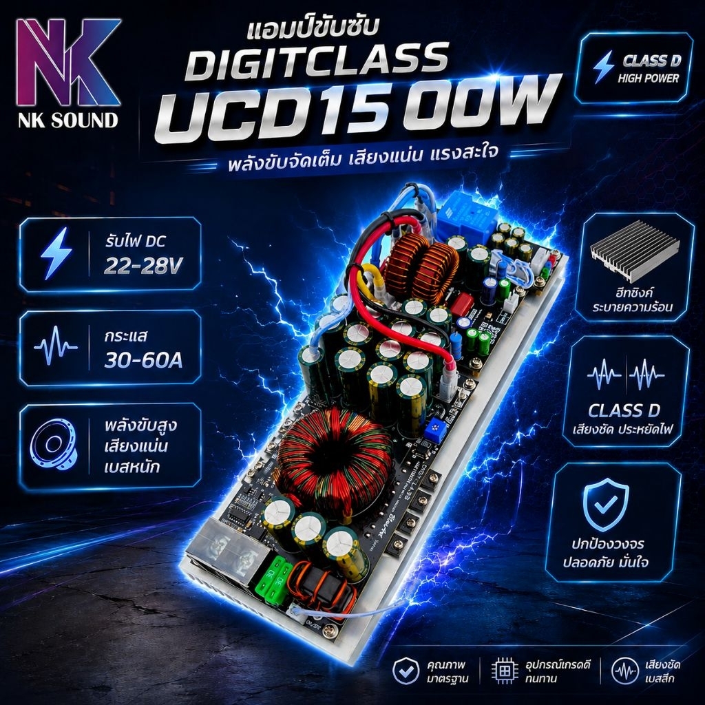 แอมป์ Digitclass UCD1500W แอมป์ขับซับกำลังสูง Class-D ผลิตในประเทศไทย