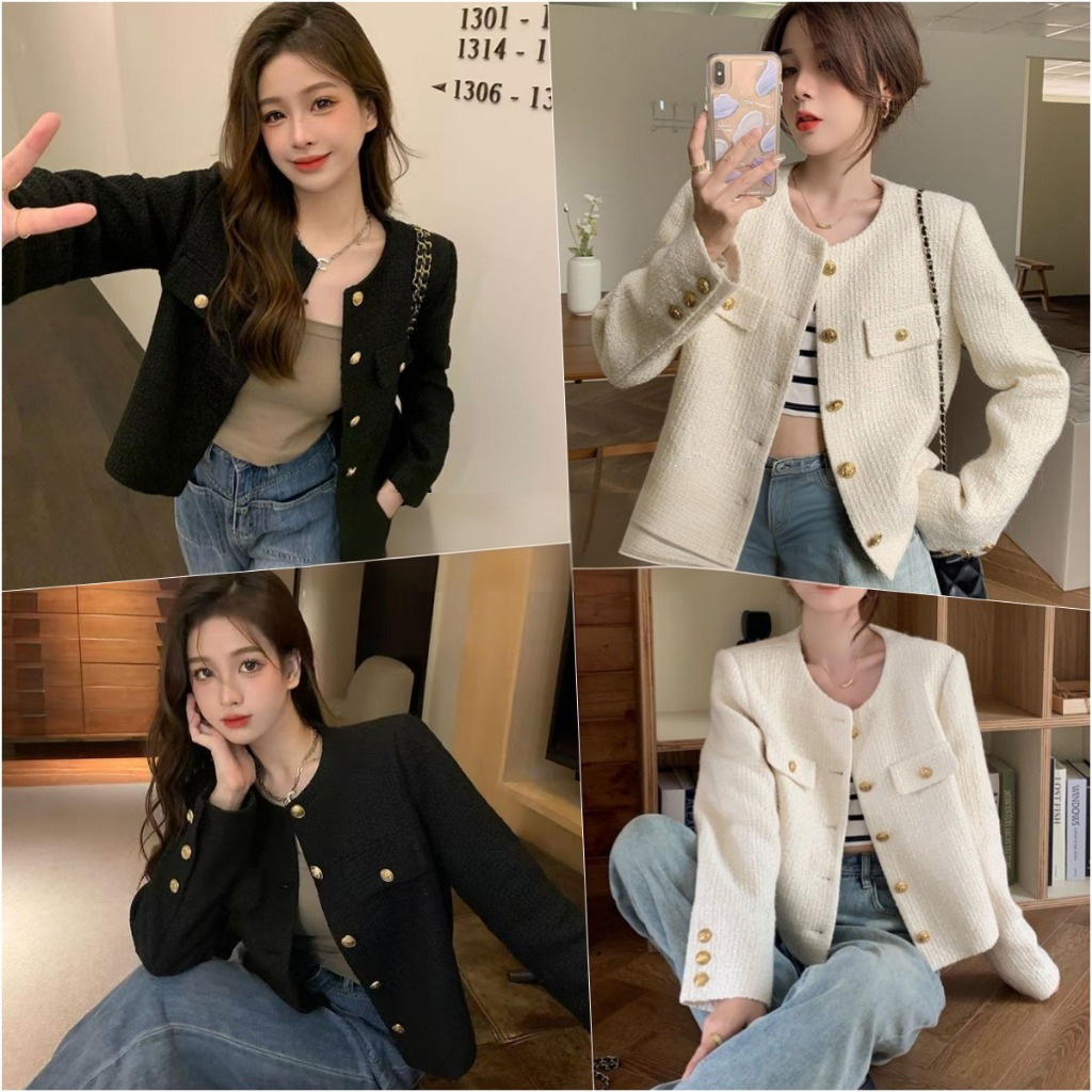 เสื้อคลุมคาร์ดิแกนคอทรงกลมสไตล์ฝรั่งเศส เสื้อคลุมอเนกประสงค์ที่เหมาะสำหรับออกเดทหรือเดินทางไปทำงาน