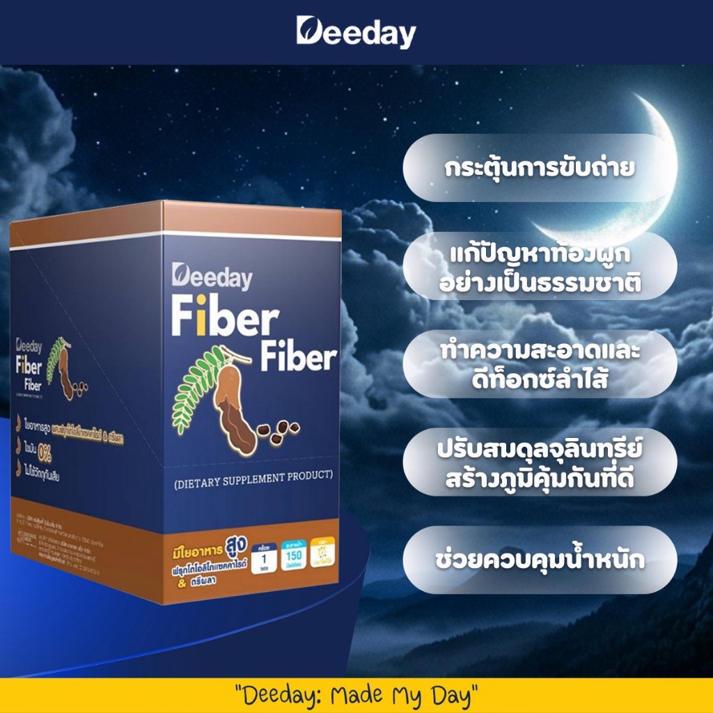 Deeday Fiber Fiber ดีเดย์ ไฟเบอร์ ไฟเบอร์สูง พรีไบโอติก ช่วยขับถ่าย ลำไส้ ดื่มง่าย 0% ไขมัน
