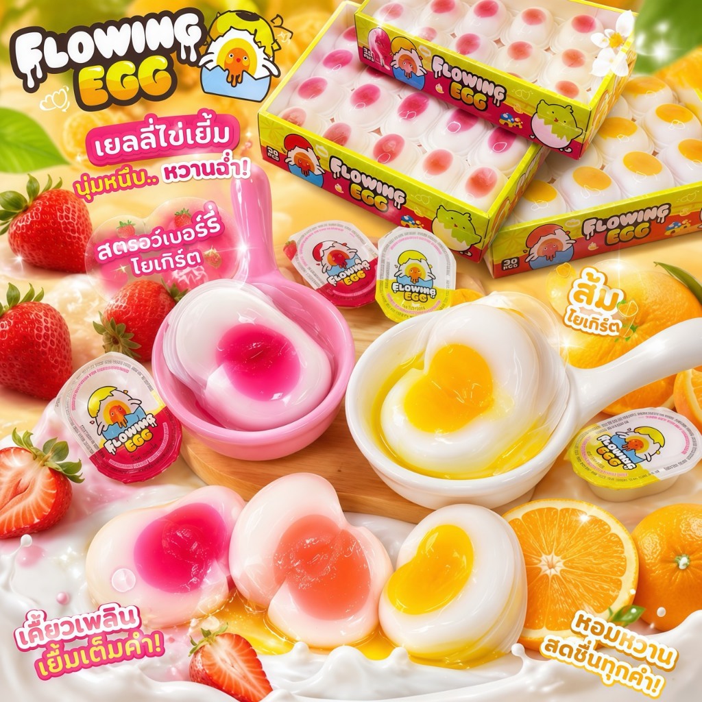 Eggy Flow เยลลี่ไข่เยิ้ม ไส้เยิ้มรสเปรี้ยวหวานละมุน หนึบหนับน่ารักเกินต้าน บ้านไหนมีเด็กต้องมีติดไว้