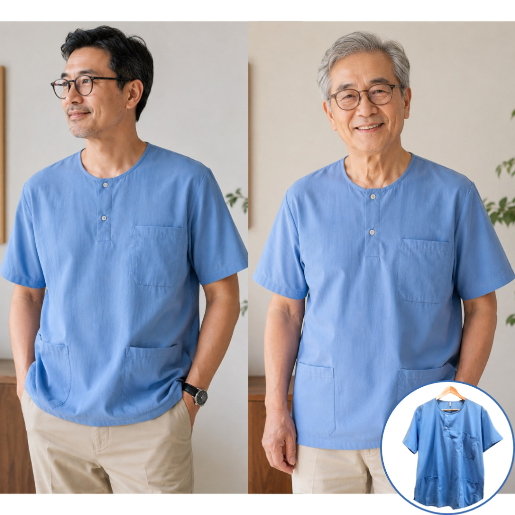 เสื้อคอโปโลสีฟ้า (เสื้อผ้าป่าน) รอบอก 42 - 50 นิ้ว  (ผ้าป่าน - ไม่หนาไม่บาง)ใส่ อยู่บ้าน ใส่หน้าร้อน ใส่นอน ผ้าใส่สบาย