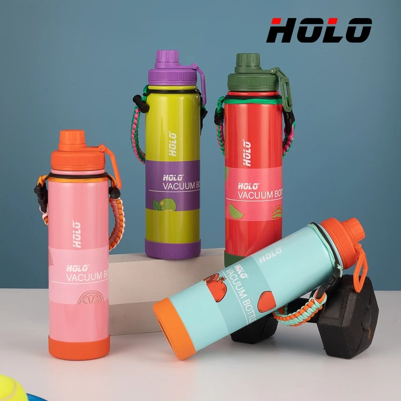 HOLO สแตนเลส 304 แก้วน้ำกีฬามีสายหิ้ว ความจุขนาดใหญ่ 1000ml ขวดสุญญากาศ