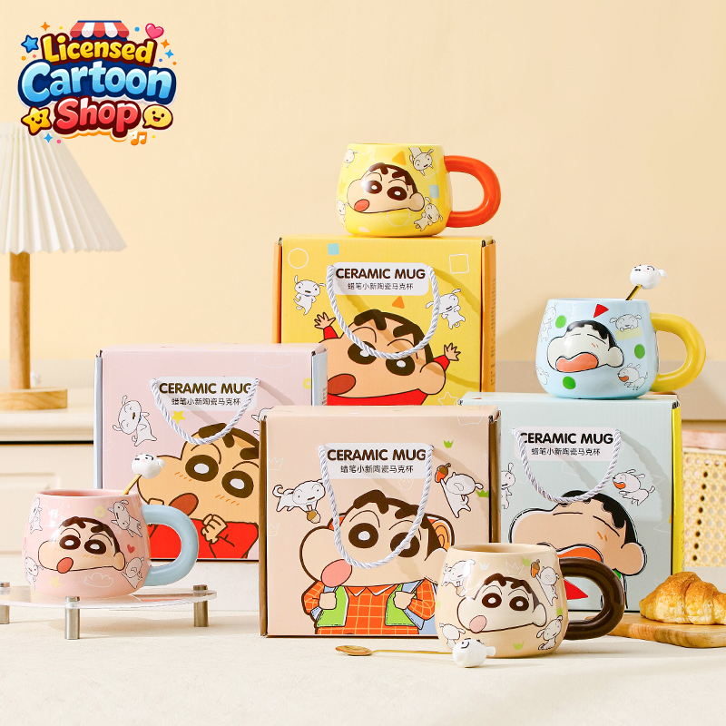 【ของแท้】Shinchan ชินจัง แก้วมัคเซรามิค 460ml ลายโดปามีน พร้อมกล่องของขวัญ ใช้เองหรือให้เป็นของขวัญได้ ส่งฟรี